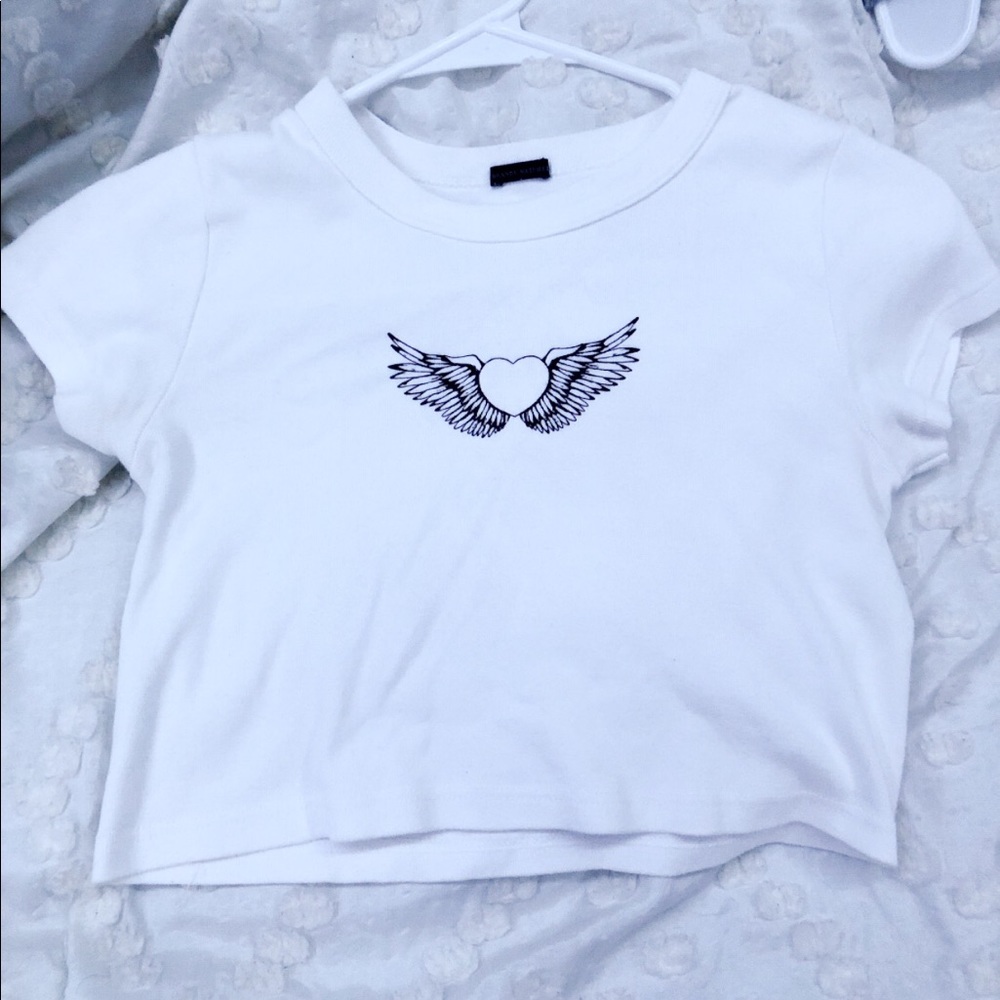brandy melville heart angel crop top